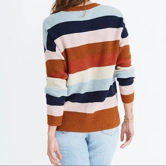 Madewell Thompson Medium knit sweater pullover striped pocket - Picture 10 of 11
